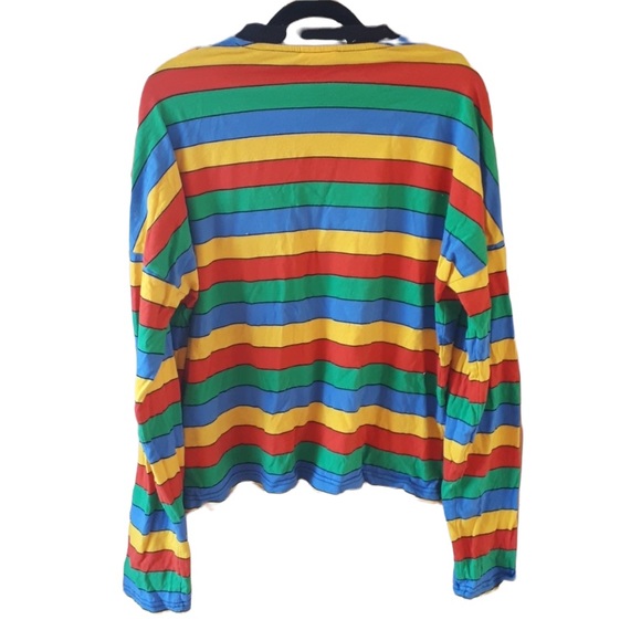 RAGGED JEANS - Multi color striped Long sleeve boxy  top size Small - Picture 4 of 4
